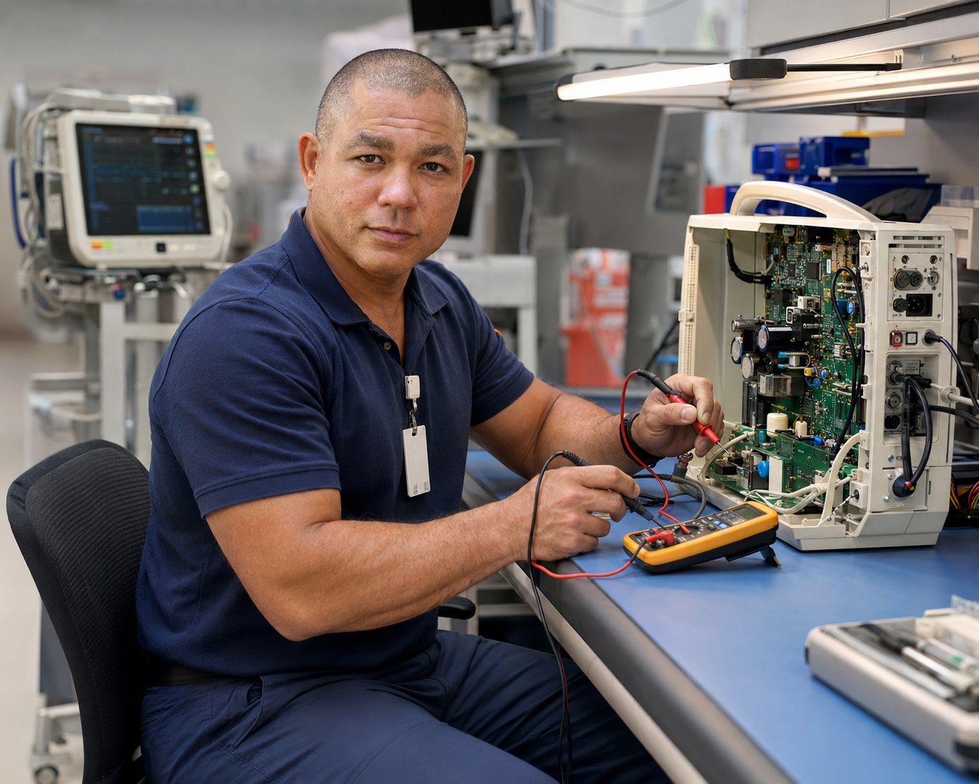BiomedRx technician performing medical equipment repair williamson to protect patient safety