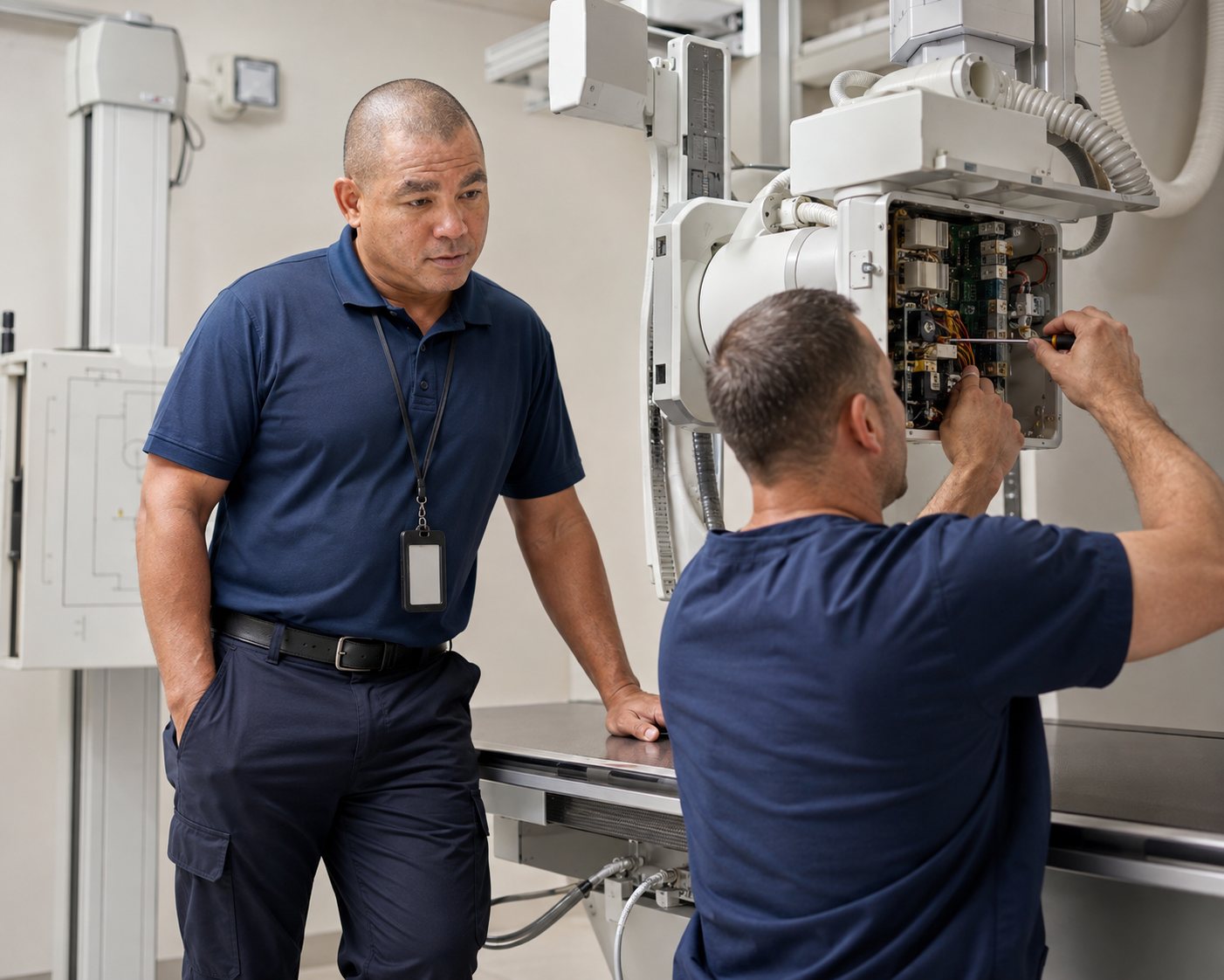 BiomedRx technician performing medical equipment repair vail to protect patient safety